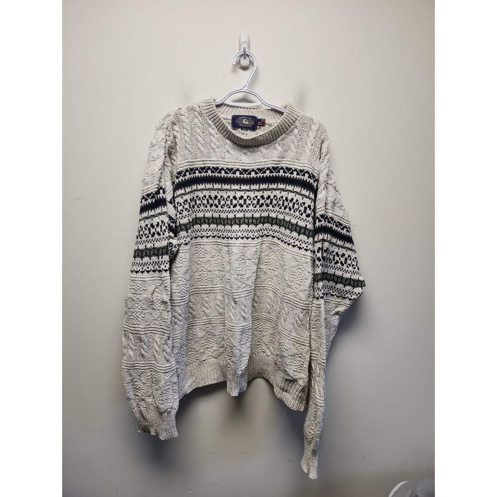 American Creations American  Sweater 100% cotton XL Cable Knit
